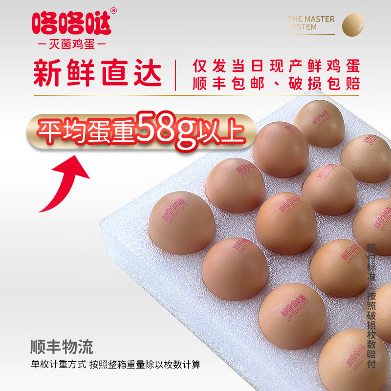 咯咯哒醇香金鸡蛋30枚 1.74KG高清大图