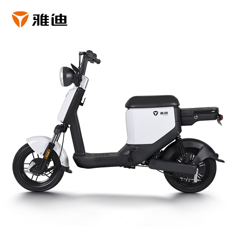 雅迪新款小巧电动车欧逸48V20ah可提锂电LED天使眼大灯电动自行车男女通用款 殴逸新塔夫绸白