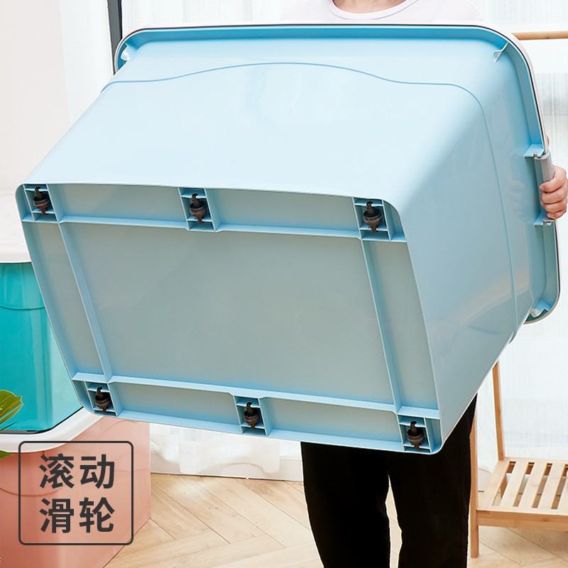 特大号塑料收纳箱大容量有盖把手扣加厚储物箱子玩具收纳 三维工匠高清大图