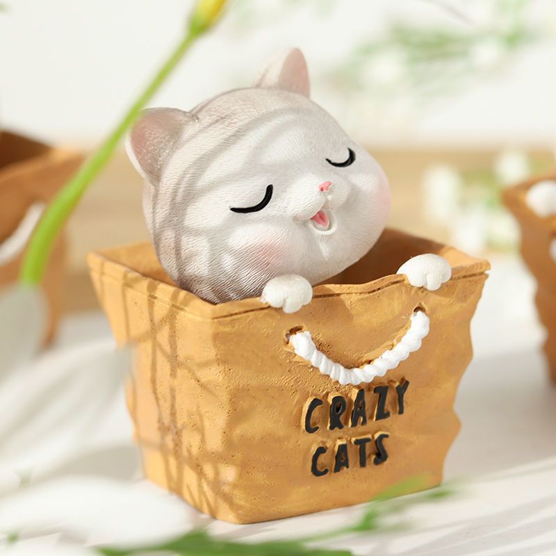 卧室可爱摇头猫咪树脂创意摆件办公室桌面治愈系ins小装饰品摆设呆萌