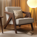 华恒臻单人沙发椅中古风躺椅休闲椅子理查德椅#棕色 配抱枕（50*50cm）
