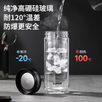 苏泊尔双层玻璃杯大容量家用便携男士茶水分离泡茶水杯子耐高温杯子女高颜值水杯茶水分离泡茶杯2024新款 KC40BA10