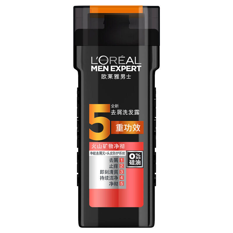 欧莱雅(L’OREAL)男士去屑洗发露(火山矿物净彻)400ml(适合所有发质人群,男士洗发水,成人)