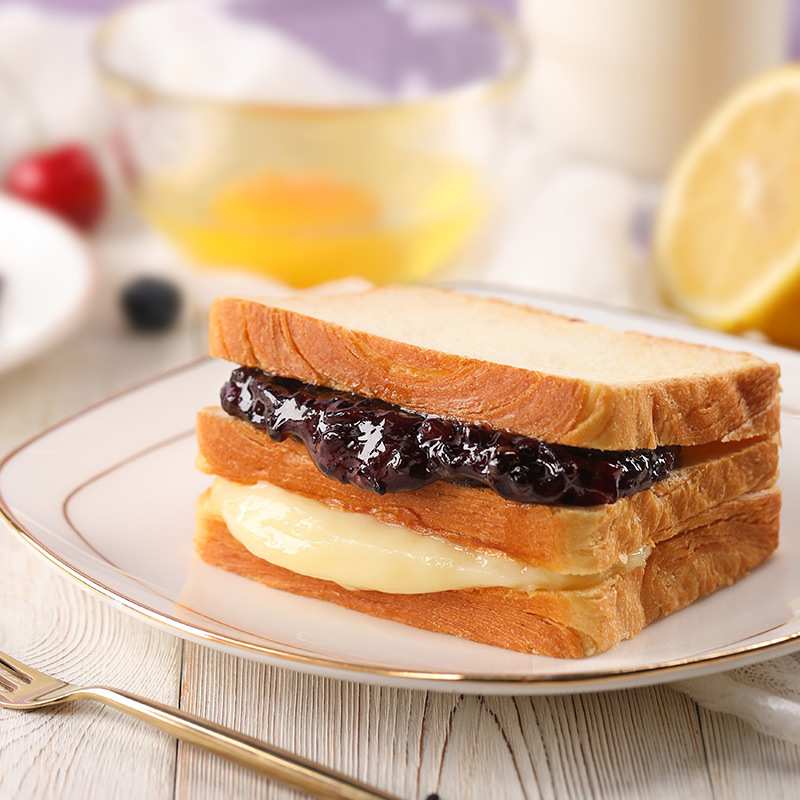 [良品铺子紫米面包555gx2箱]吐司面包整箱早餐三明治休闲食品