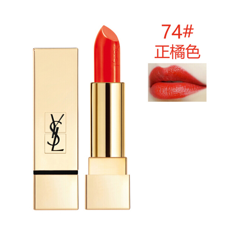 圣罗兰(YSL)纯口红 3.8g 74#正橘色 迷魅纯漾亮采方管口红唇膏 滋润显色