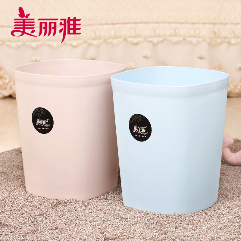 美丽雅 家用厨房卫生间无盖设计大容量炫彩垃圾桶方形9L(大)