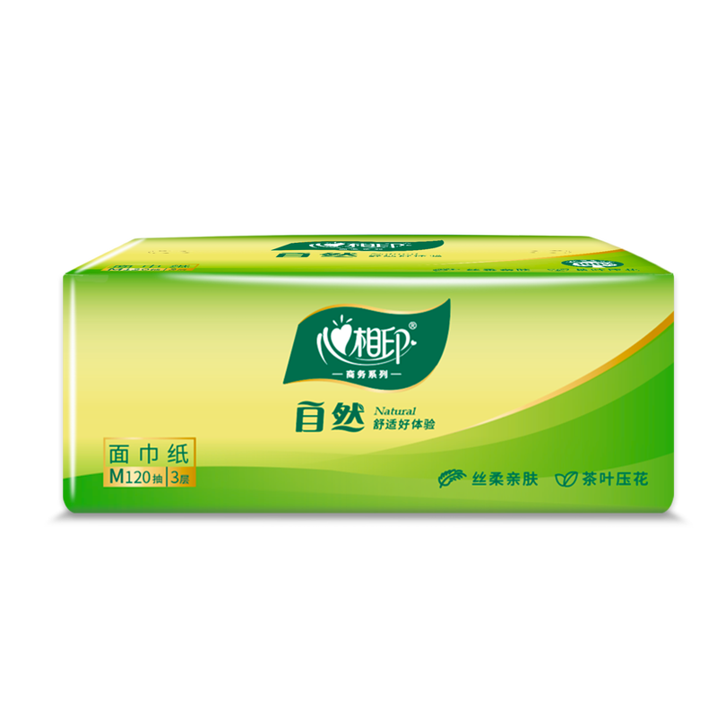 心相印 商务自然塑装面巾纸3层压花120抽*18包 整箱DT120高清大图