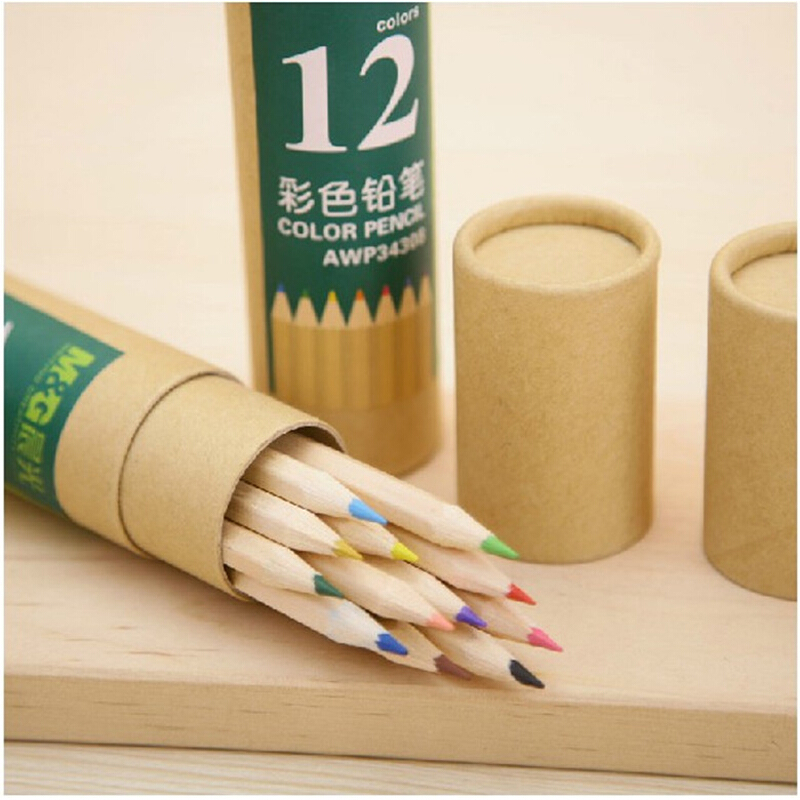 晨光(M&G)AWP34308彩色铅笔12色彩铅 彩色铅笔 涂色笔 绘画木头铅笔牛皮纸筒装