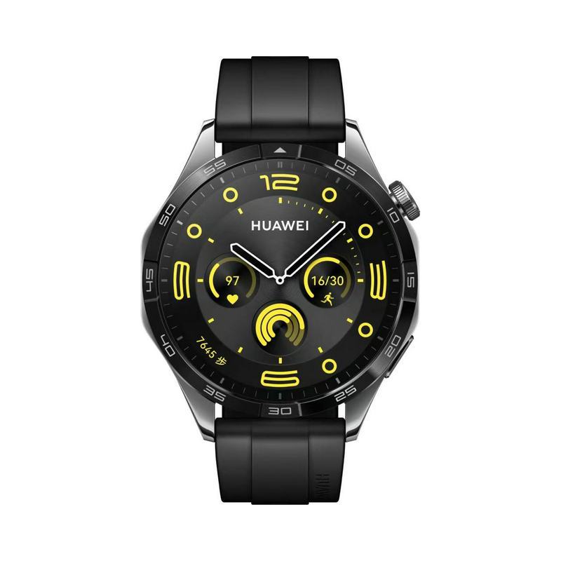 [二手95新]华为手表Watch GT4 46mm 曜石黑 黑色氟橡胶表带血氧心率体温监测仪蓝牙电话微信智能手表