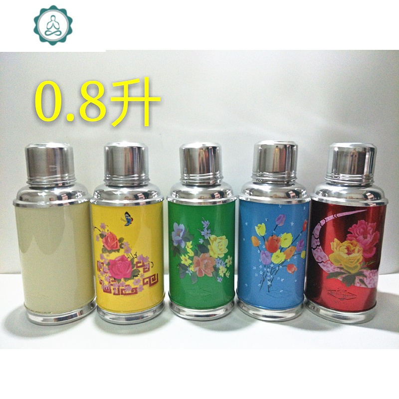 0.8老式热水瓶复古怀旧摆件暖壶铁皮外壳家用小保温瓶暖水壶婚庆 封后 1.2红色带把手和提手带内胆