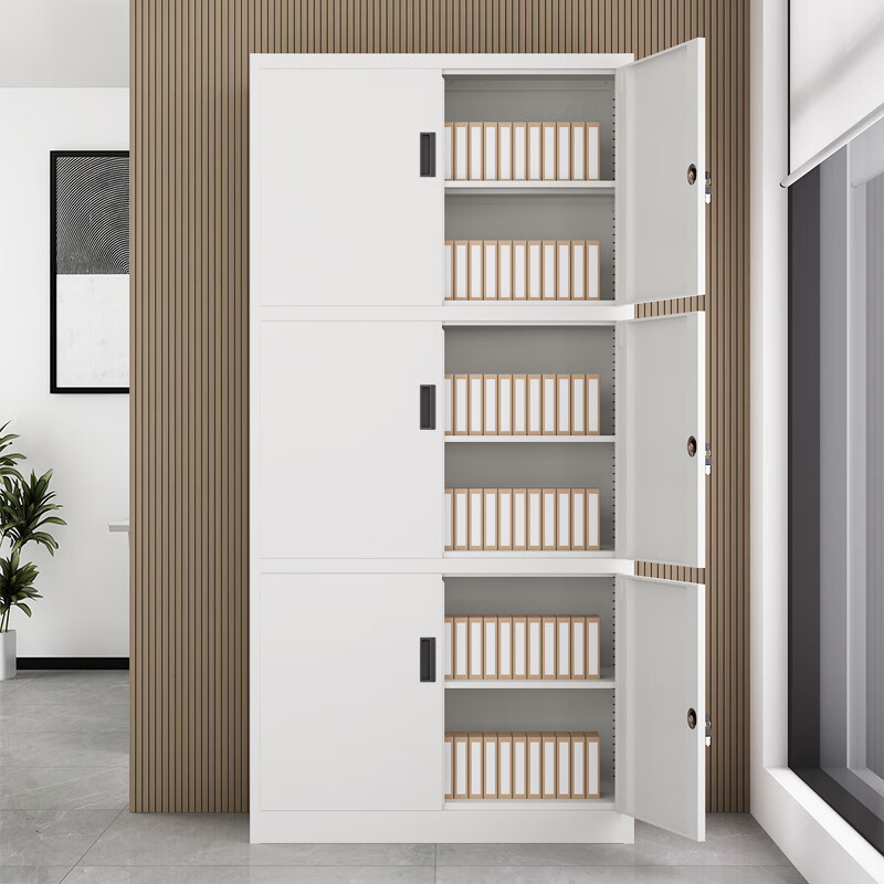 国翌 GY-3JG-1850档案柜钢制凭证柜三节柜资料柜 对开门带锁文件柜900*400*1850mm