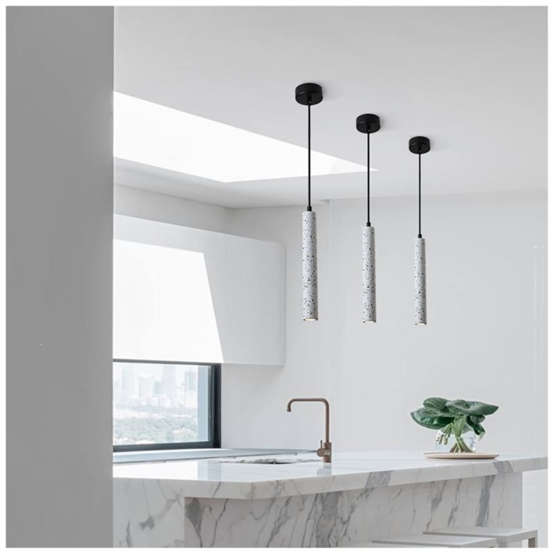 水泥水磨石圆柱吧台吊灯店铺前台餐厅岛台装饰射闪电客灯极简工业风灯