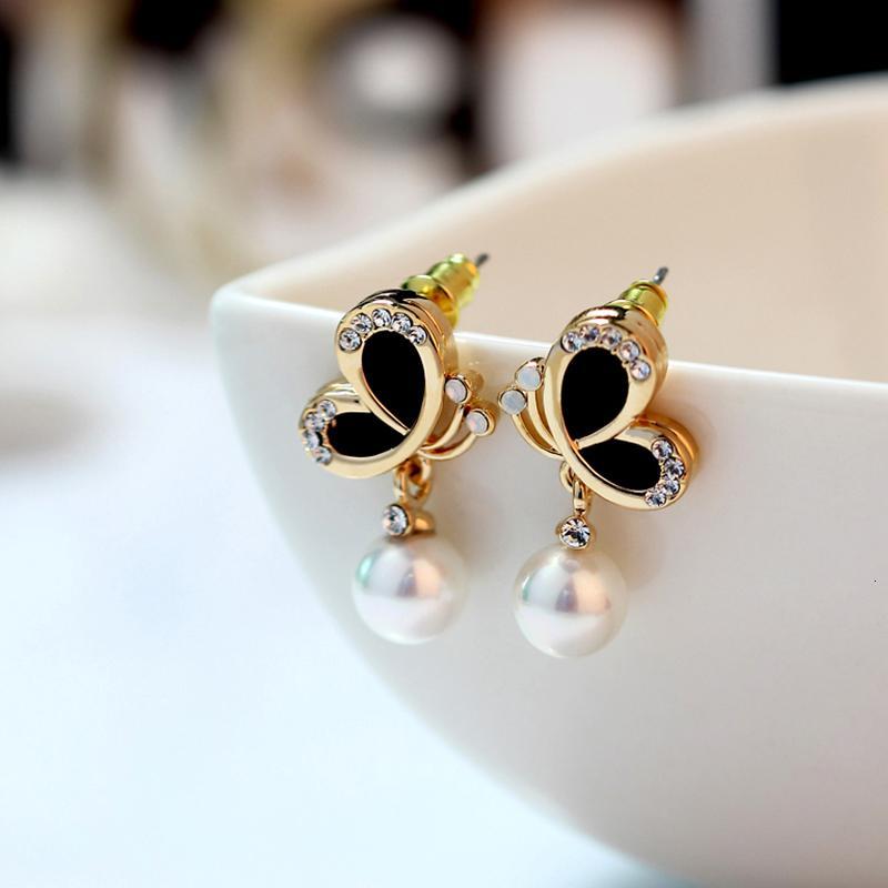 镀925银耳钉耳环碟影之恋耳坠时尚蝴蝶耳钉9037送女朋友七夕情人节