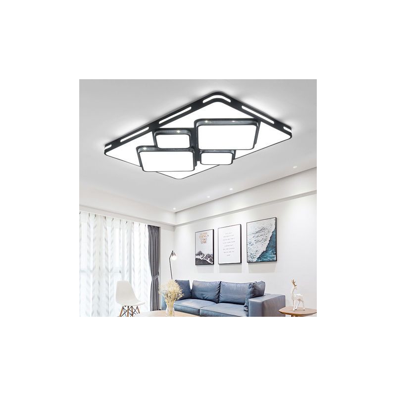 全屋灯具2020新款简约现代三室两厅套装灯客厅灯led吸顶灯长方形|LED单独白光 山峰50*50cm36瓦
