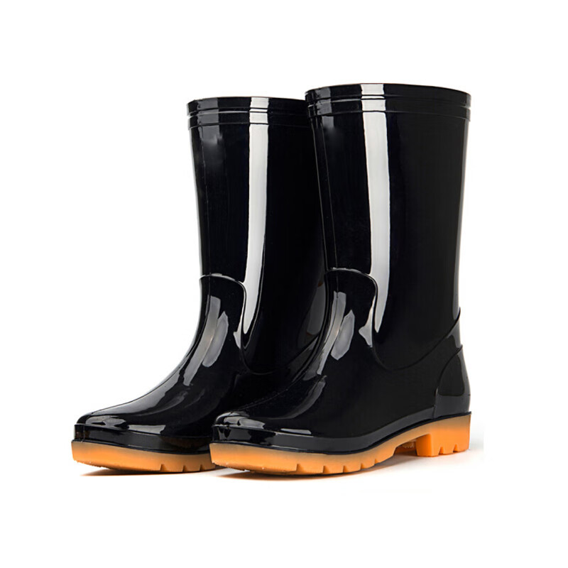 谋福雨鞋防滑中腰水鞋黑色视频