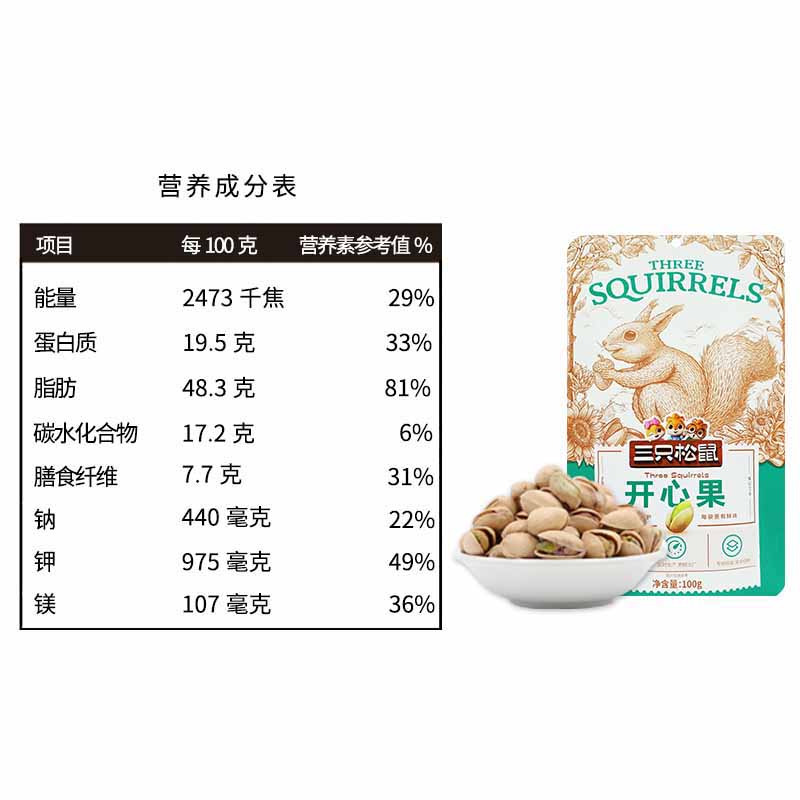 三只松鼠开心果礼盒无漂白坚果炒货干果小吃开心果100g*5袋高清大图