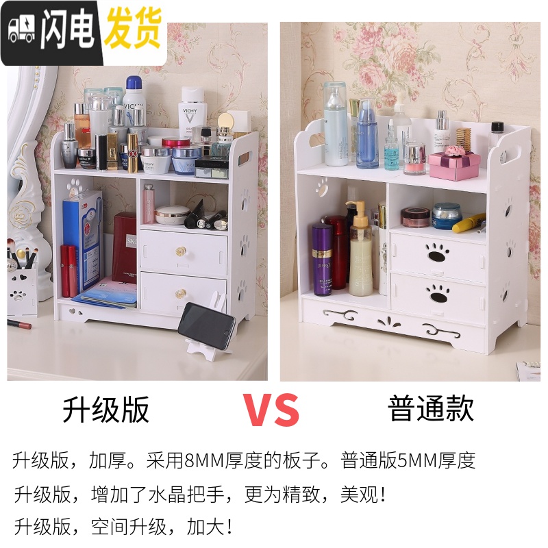 三维工匠欧式抽屉式化妆品收纳盒简约家用整理护肤品桌面梳妆台口红置物架高清大图