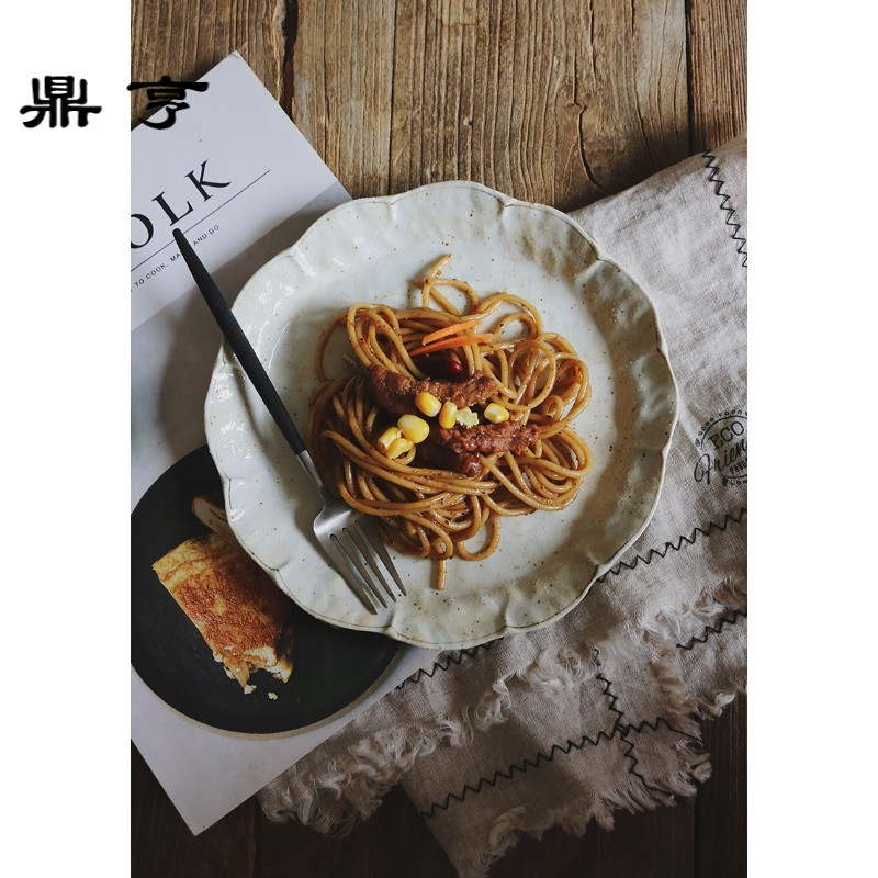 鼎亨MY家 - 景德镇制 娟手作 白色粗陶 椭圆底小蝶|花朵盘