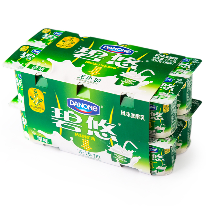 达能碧悠风味发酵乳原味酸奶100g16杯原味