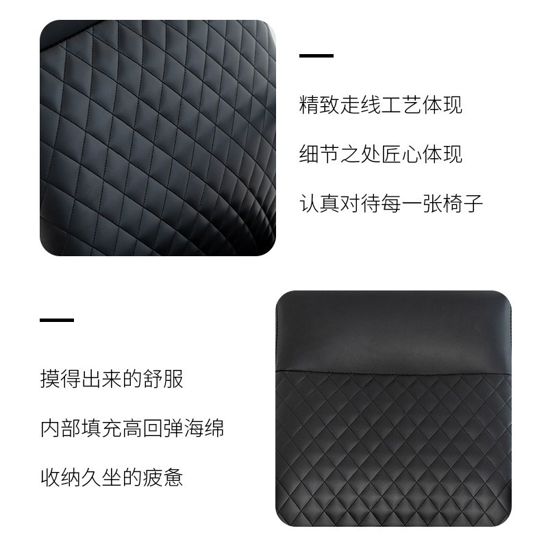 科野 办公椅电脑椅家用弓形会议椅洽谈椅黑色皮椅加厚弓架椅