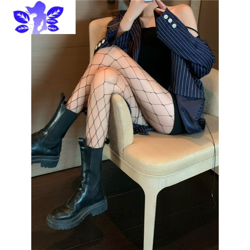 Ideamini网红潮袜破洞渔网袜脚尖加密网眼连裤袜性感打底丝袜女2022新款潮