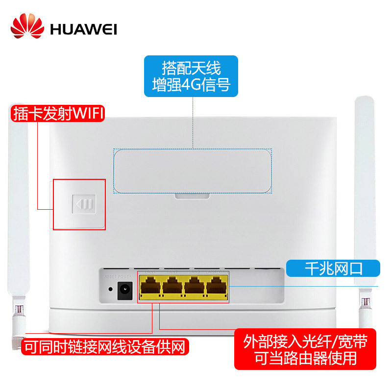 华为 B315s-936 4G无线路由器 三网通移动随身wifi 带4个网口 白色 (单位:个)