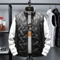羽绒棉马甲男装秋冬季背心马夹男士韩版休闲装潮流坎肩羽绒外套马甲 M82-103斤可以穿 黑色8L款式乱花棉马甲