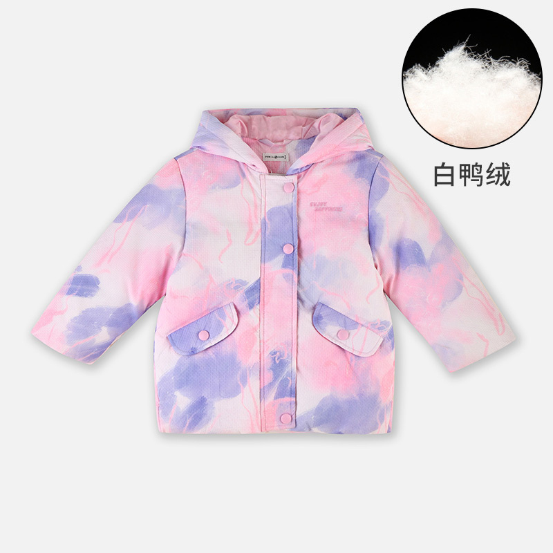 铅笔俱乐部2024秋冬新品女小童羽绒服儿童连帽保暖外套宝宝厚上衣 120cm 粉紫