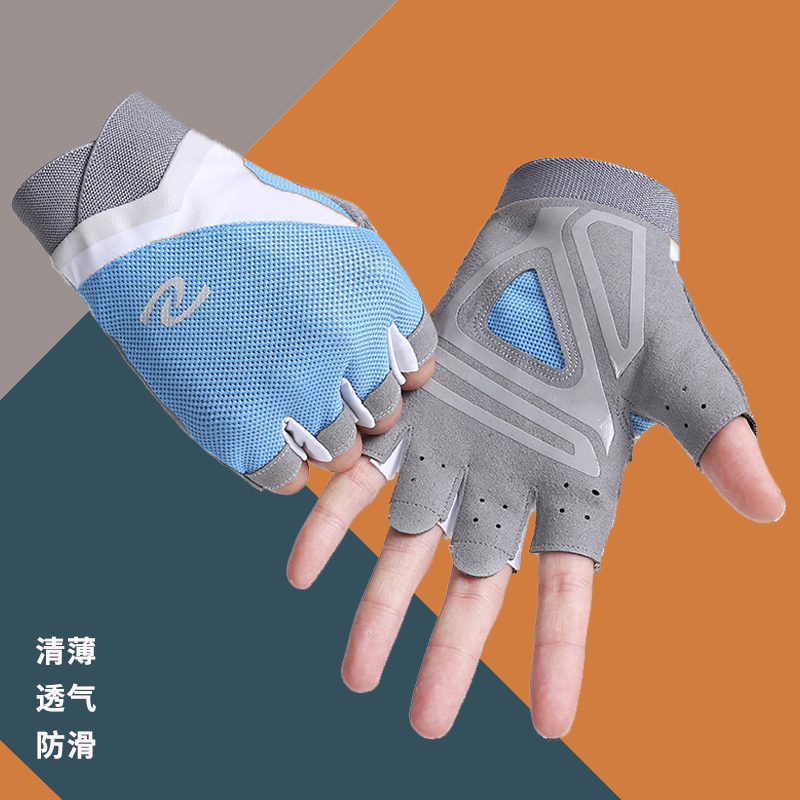 半指手套男女夏季薄款健身器械训练单车单杠骑行开车防晒防滑透气高清大图