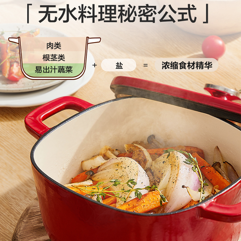 苏泊尔(SUPOR)铸铁珐琅锅26cm汤锅焖煮锅浆果红3L (适合3-5人使用) ET26JAF01-R
