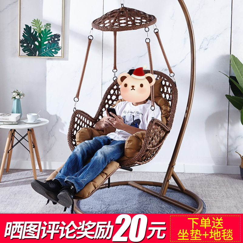 天然真藤纯手工编织阳台吊篮露天秋千鸟巢吊椅北欧室内吊篮藤椅