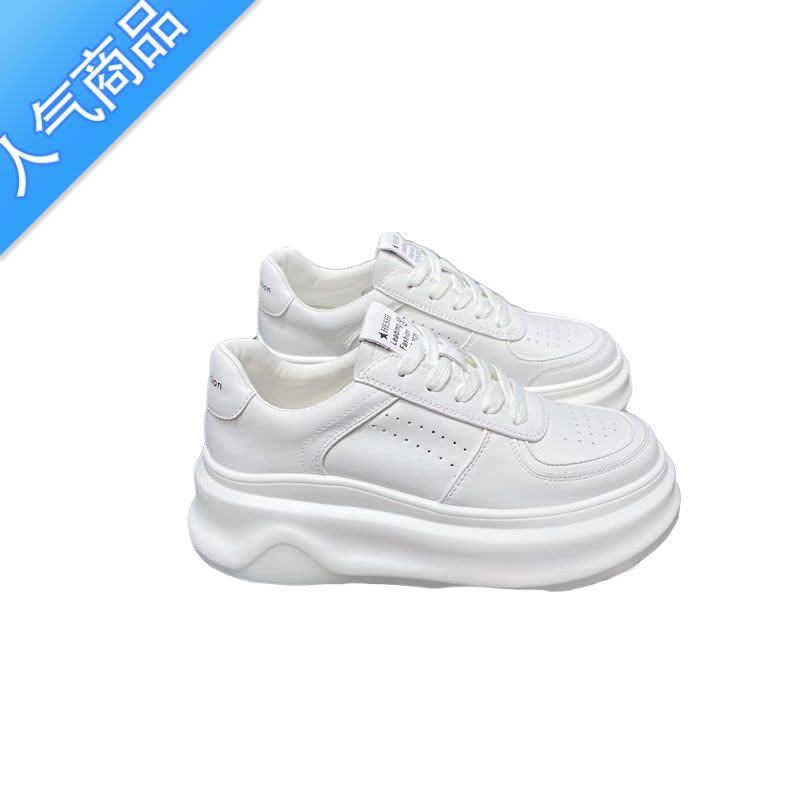 SUNTEK芭慕秀厚底小白鞋女熊猫板鞋2023秋季新款增高系带休闲运动鞋图片