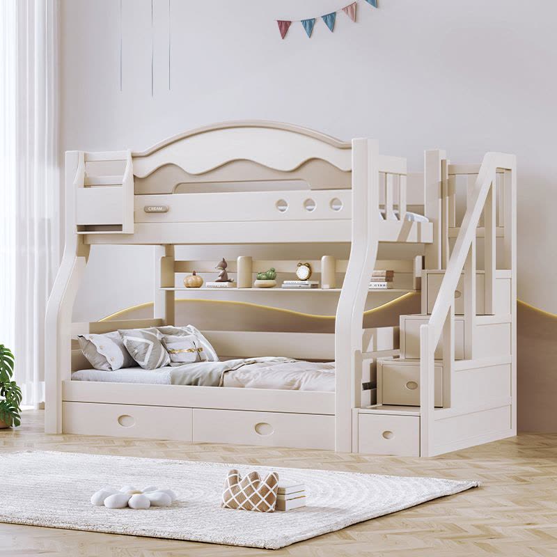 欧梵森 儿童床子母床现代简约樱桃木上下床双层床实木高低床成人床大人床成年床多功能母子床上下铺木床双人床图片