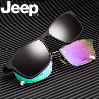JEEP吉普眼镜架半框磁铁套镜偏光夹片眼镜框钛男近视太阳镜 JEEPT7035 框+1.67镜片(建议300-600度)