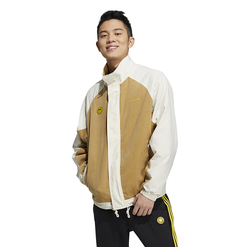 adidas neo U Smly Jkt 休闲运动笑脸图案夹克外套 男款 卡其色 H58045