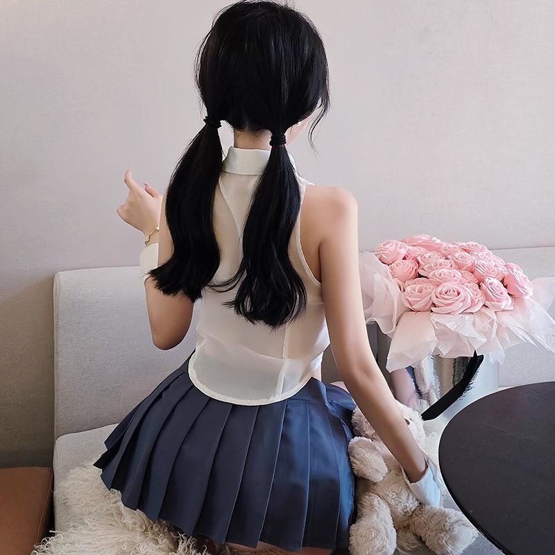 长夜漫漫情趣内衣衬衫分体学生装制服诱惑免脱纯欲学院JK短裙2206HzWu高清大图