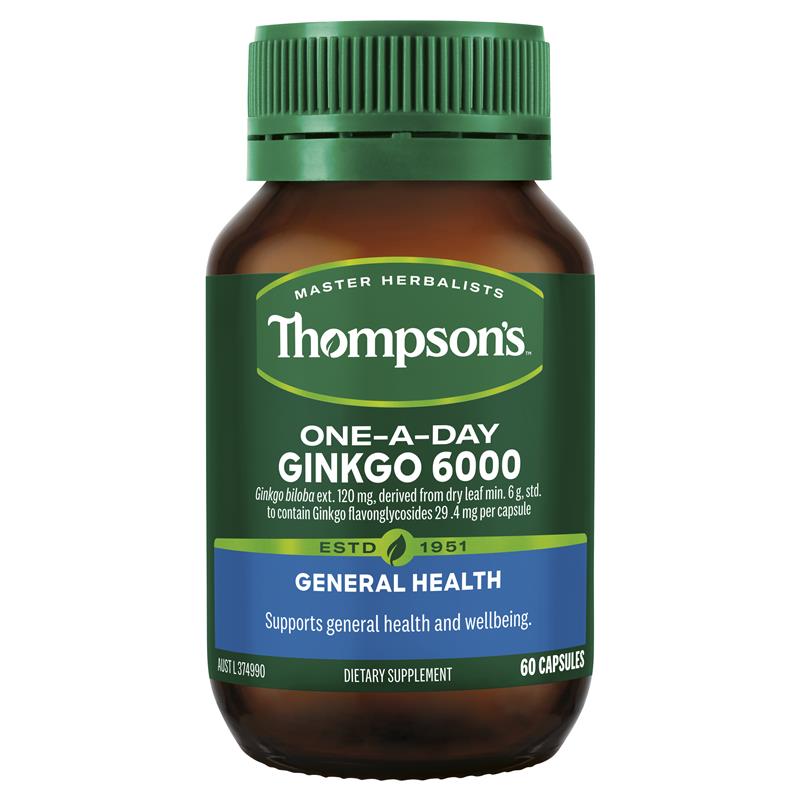 汤普森 Thompson's 健脑银杏片精华60粒 1瓶装 青少年成人缓解脑疲劳银杏叶提取辅助记忆 澳洲进口