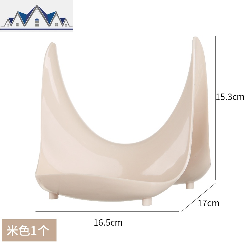 锅盖架坐式厨房台面带接水盘家用放锅盖砧板收纳架锅铲汤勺置物架 三维工匠 普通款米色【1个装】