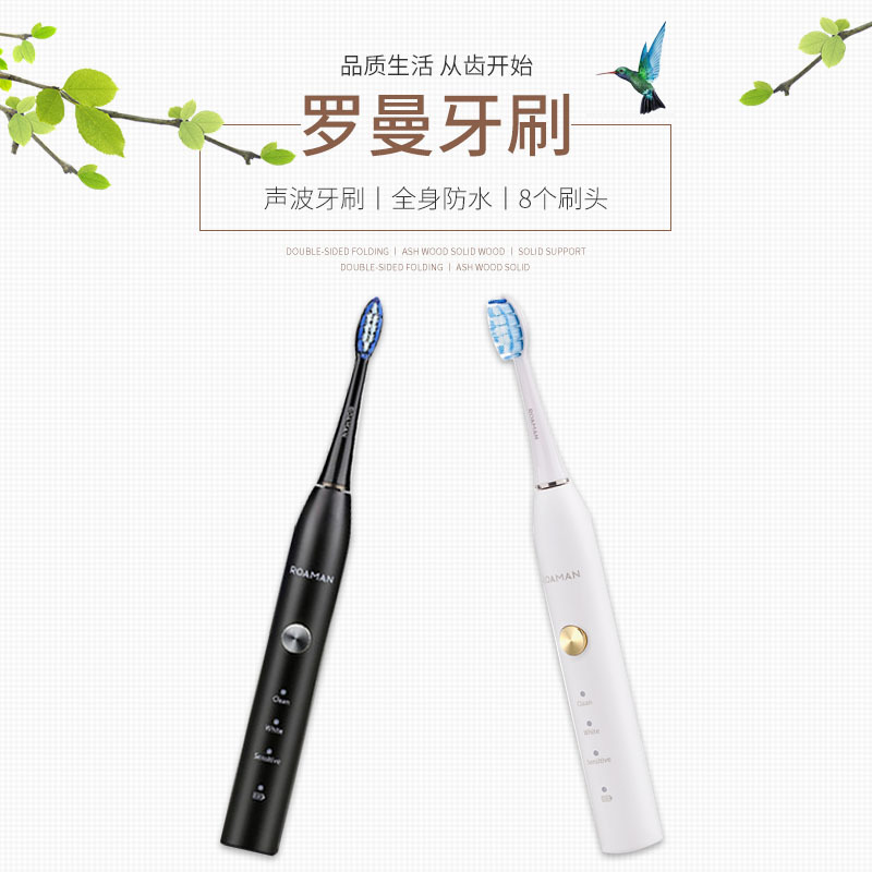 罗曼(ROAMAN) 声波电动牙刷成人 T5便携式旅行盒自动牙刷充电式家用防水软毛电动牙刷头