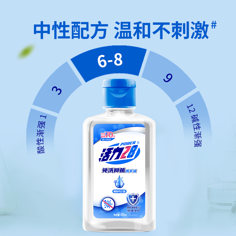 活力28免洗洗手液60ml*3瓶儿童家用 免洗手抑菌消毒 75%酒精成分携带方便