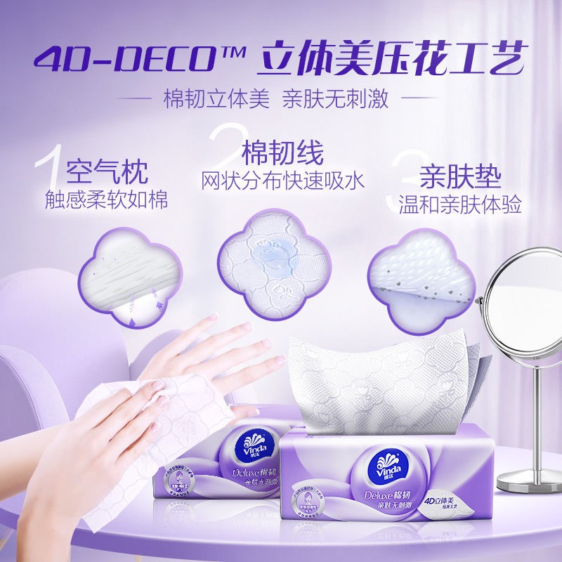 维达(Vinda)抽纸棉韧3层100抽20包M码大尺寸 餐巾纸抽纸100抽20包M码 整箱高清大图
