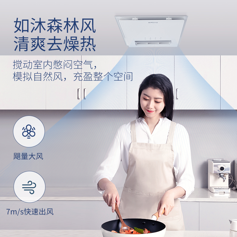 奥普凉霸F130厨房凉霸 集成吊顶嵌入吹风扇 10cm薄箱体 适配集成吊顶安装 凉爽排气 大风量高清大图