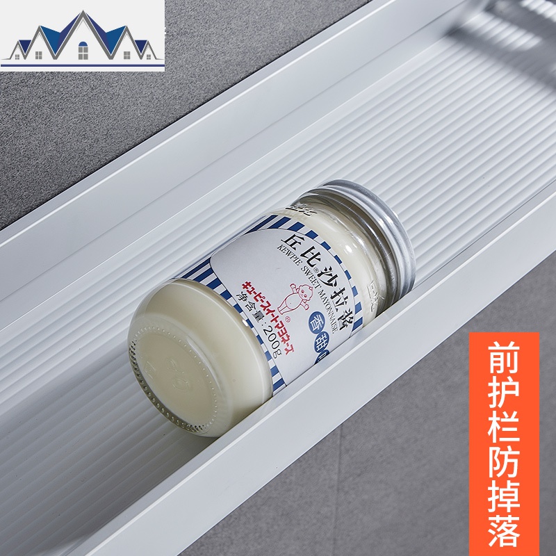 北欧黑色厨房置物架壁挂式免打孔家用太空铝调味调料收纳架子挂件 三维工匠高清大图