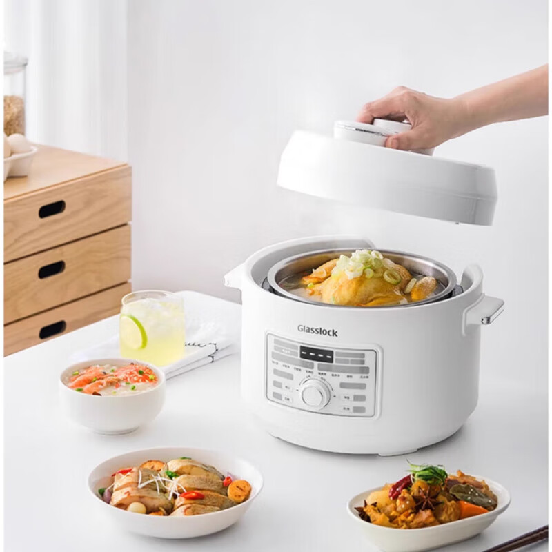 GLASSLOCK 盖朗 双胆电压力锅 304不锈钢内胆 电压220V 功率800W 3L GE-RC05WH 白 /台高清大图