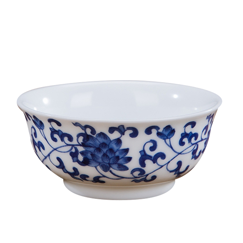 风源小茶碗单杯 陶瓷青花品茗杯个人杯茶杯 白瓷功夫茶具 大碗缠枝