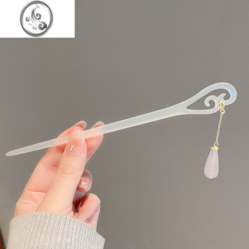 jimi高级感祥云古风步摇天青冻发簪国风清冷发钗现代简约汉服旗袍头饰