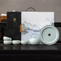 苏氏陶瓷（SUSHI CERAMICS）汝窑开片提梁壶配蓄水茶盘礼盒茶具组4063