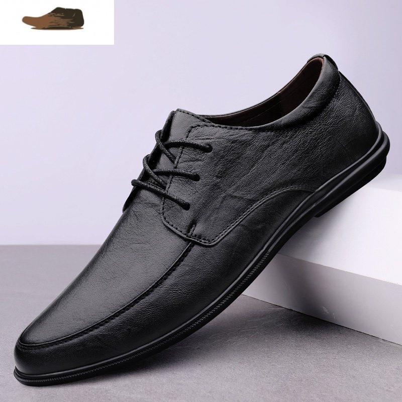 ideamini男士皮鞋皮软皮软底中年爸爸鞋秋冬季2020新款男商务休闲皮鞋