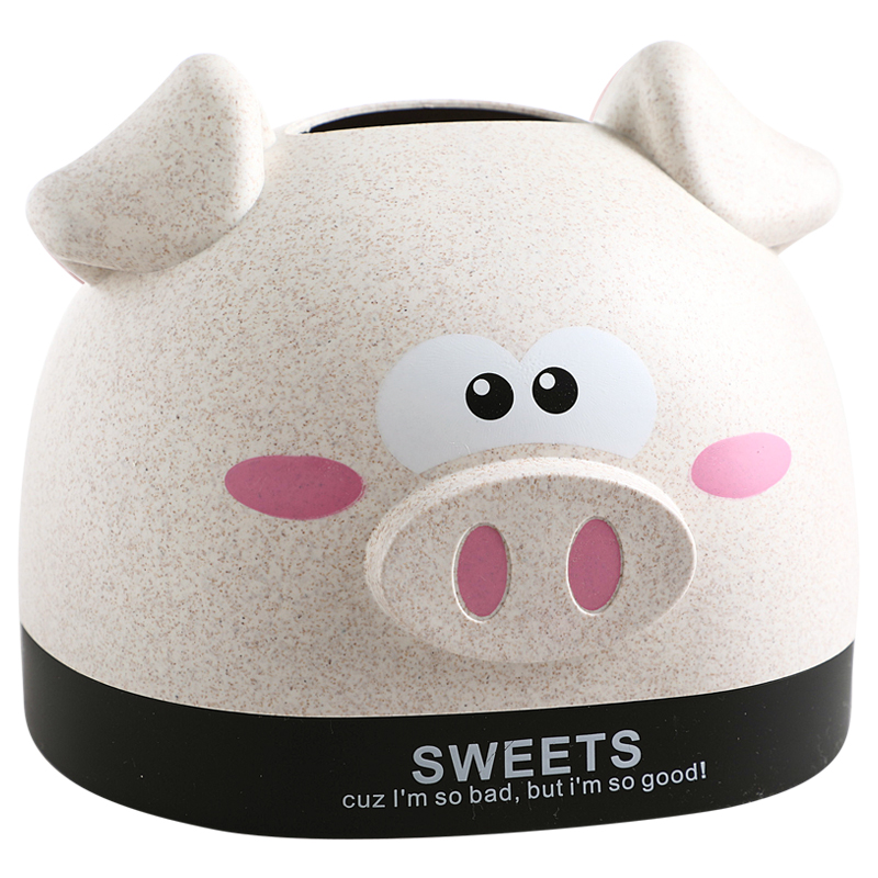 卡通纸巾盒卷纸餐巾纸收纳盒家用桌面抽纸盒客厅茶几纸抽盒 猪猪款北欧米