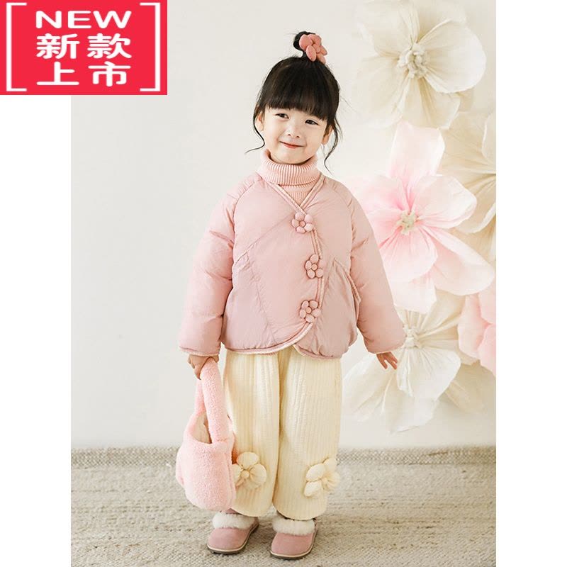 可莉允女童冬季棉服2022新款弧形门襟女宝宝大口袋加厚外套简约可爱图片